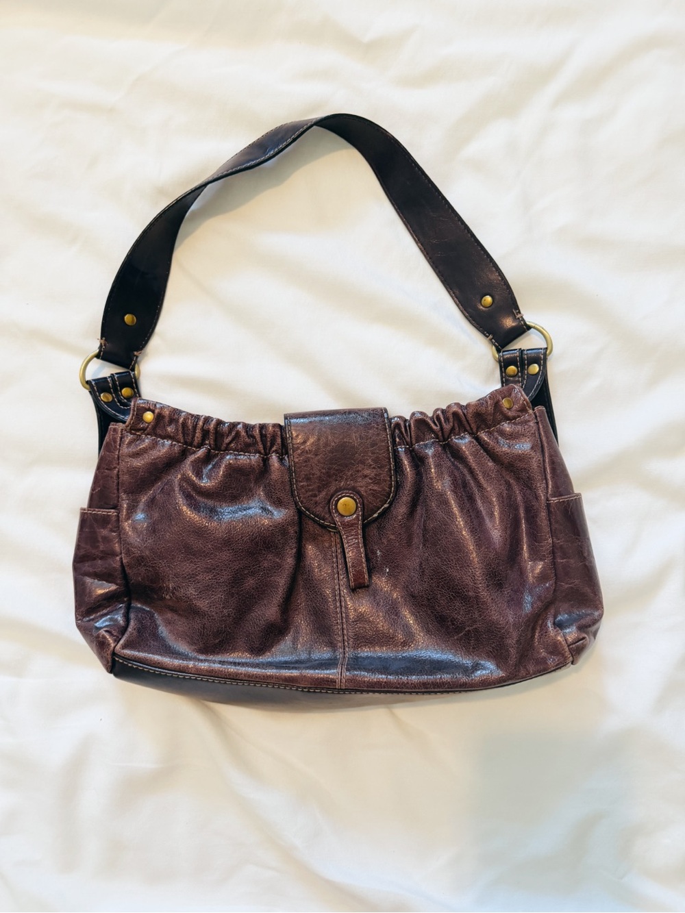 Women's Brown/purple vintage y2k Leather Shoulder Bag